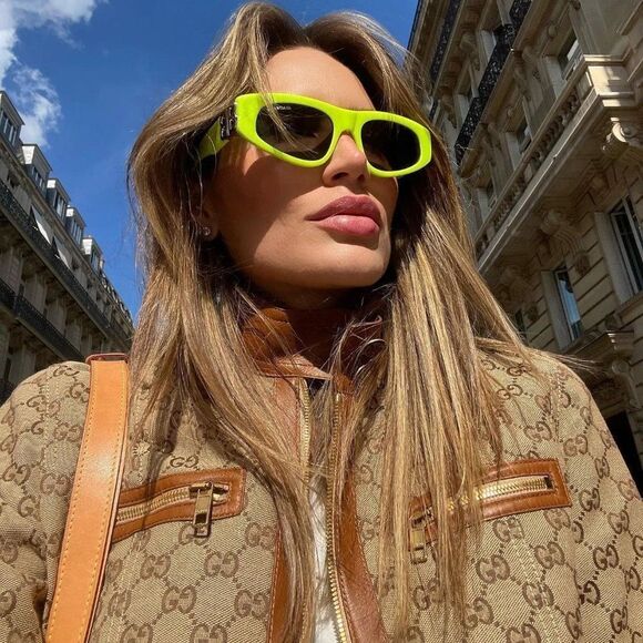 ? NEW BALENCIAGA DYNASTY BB0095S 007 YELLOW SILVER GREY SUNGLASSES main image 5